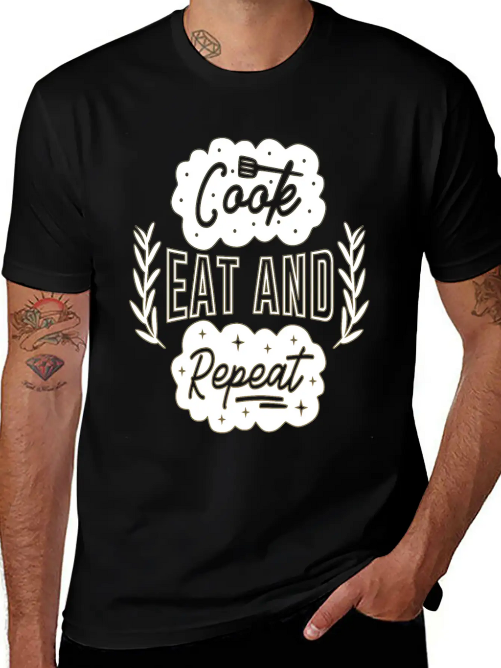Cook Eat Repeat Cooking Cook Food Restaurant Casual Graphic T-Shirt – Simple And Comfortable Daily Wear