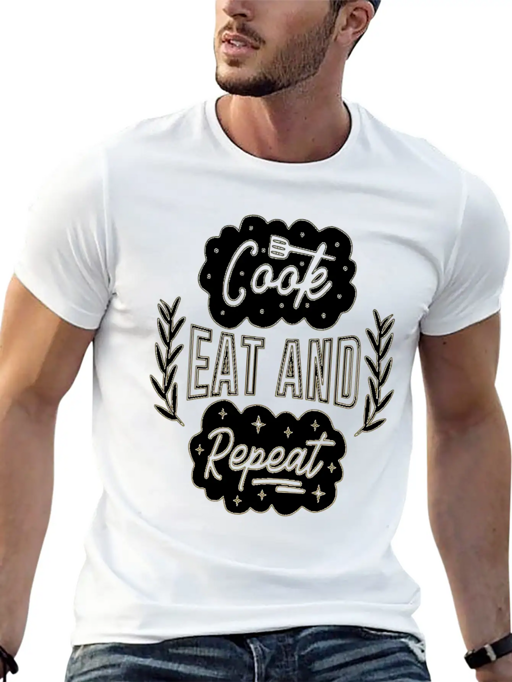 Cook Eat Repeat Cooking Cook Food Restaurant Casual Graphic T-Shirt – Simple And Comfortable Daily Wear