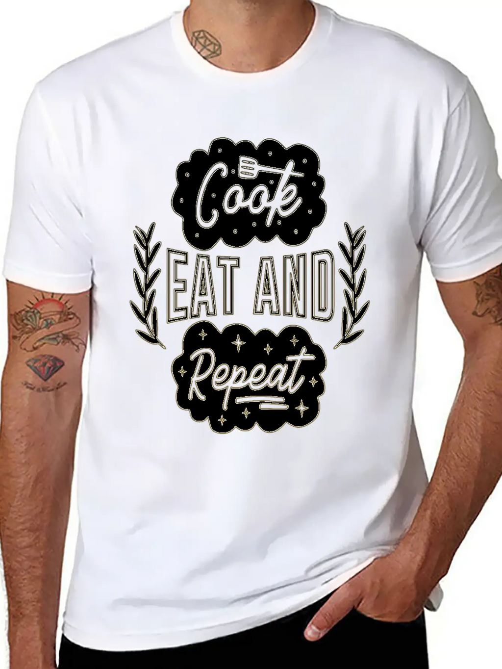 Cook Eat Repeat Cooking Cook Food Restaurant Casual Graphic T-Shirt – Simple And Comfortable Daily Wear