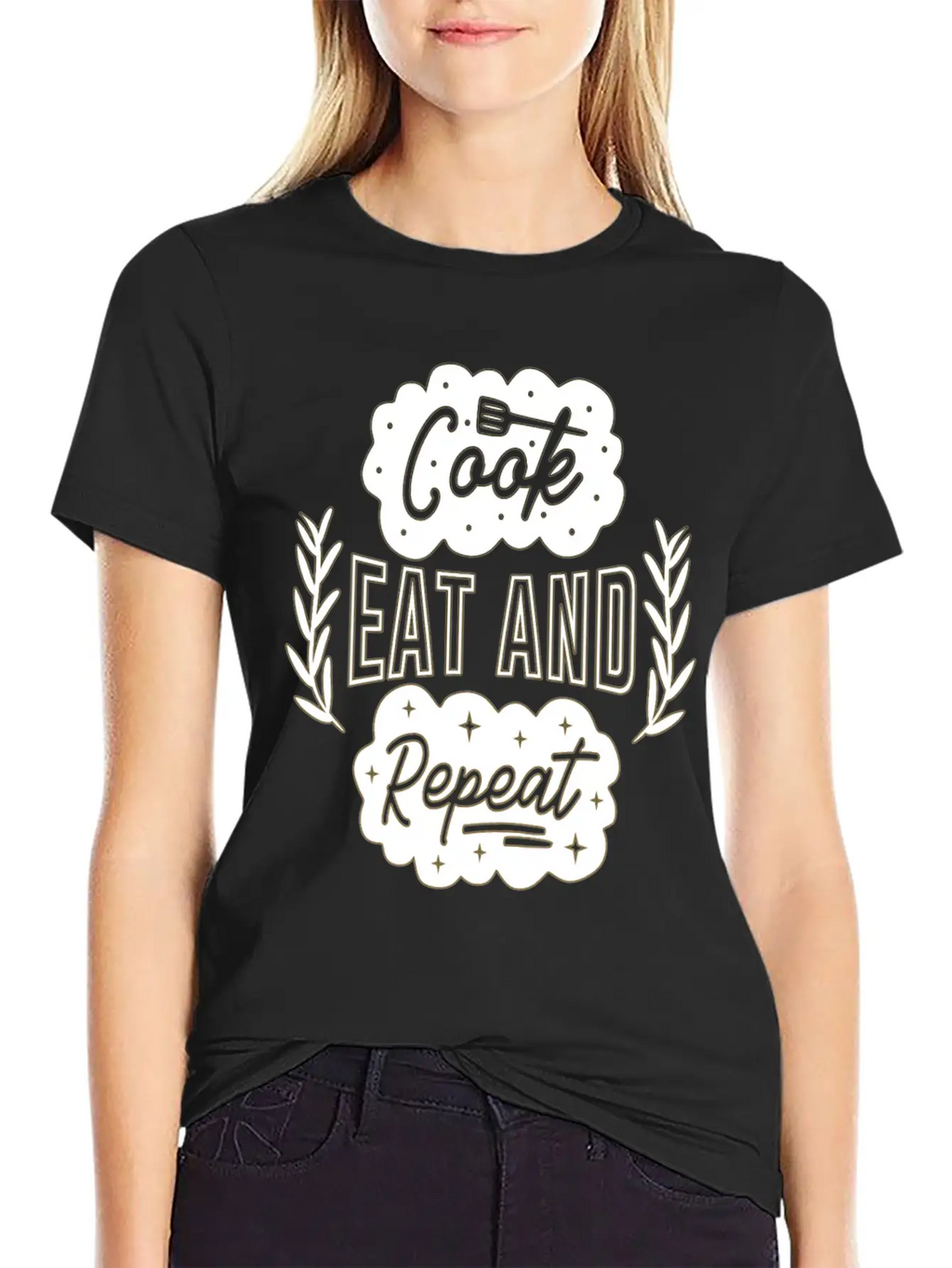 Cook Eat Repeat Cooking Cook Food Restaurant Casual Graphic T-Shirt – Simple And Comfortable Daily Wear