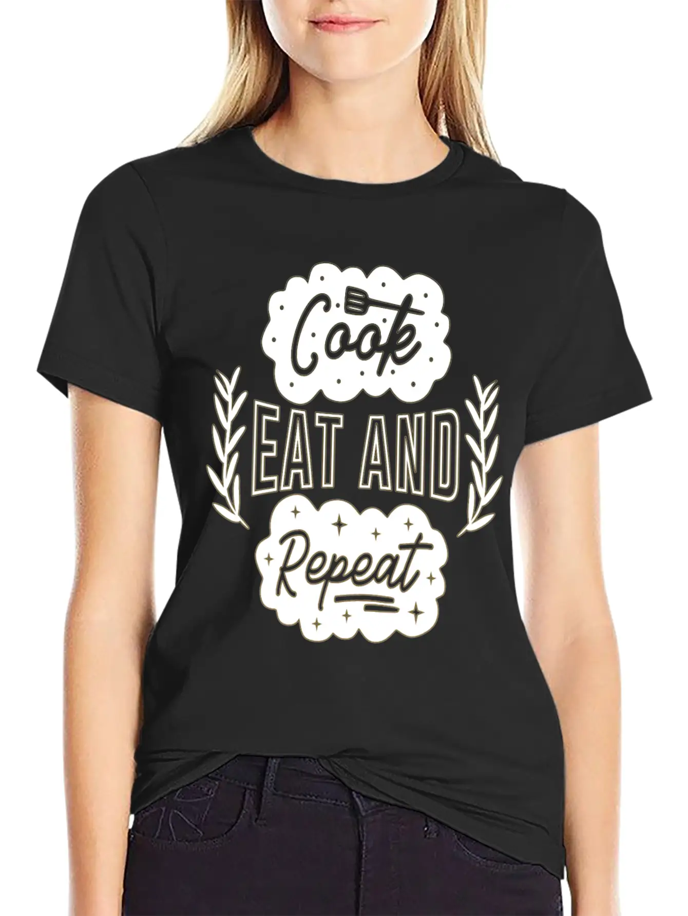 Cook Eat Repeat Cooking Cook Food Restaurant Casual Graphic T-Shirt – Simple And Comfortable Daily Wear