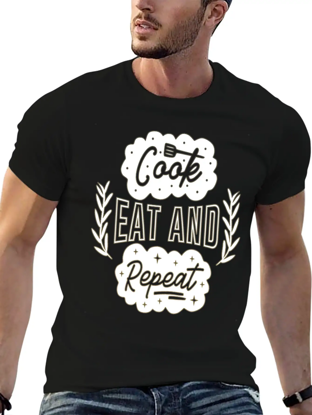 Cook Eat Repeat Cooking Cook Food Restaurant Casual Graphic T-Shirt – Simple And Comfortable Daily Wear