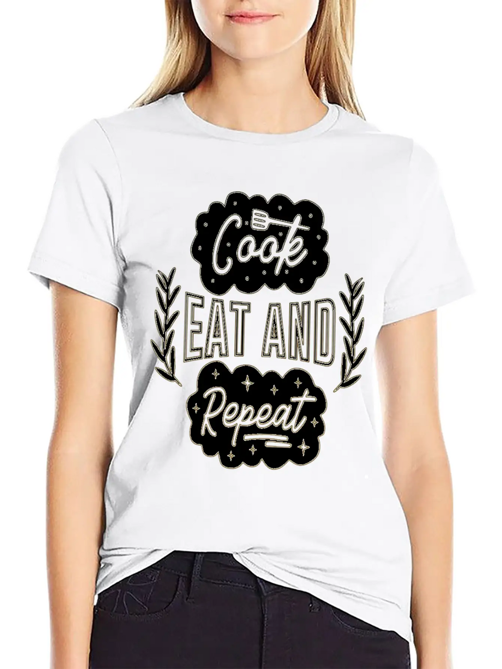 Cook Eat Repeat Cooking Cook Food Restaurant Casual Graphic T-Shirt – Simple And Comfortable Daily Wear