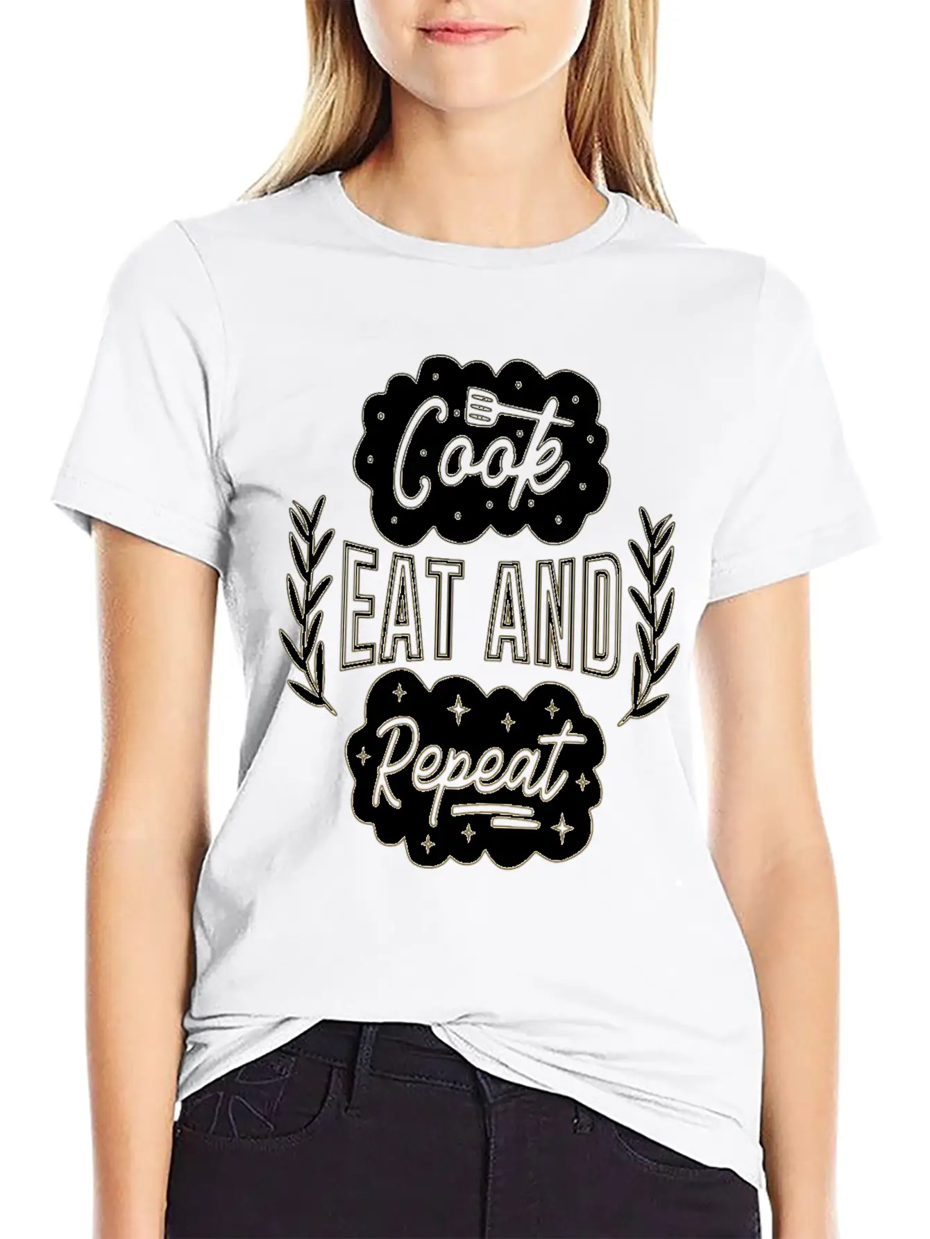 Cook Eat Repeat Cooking Cook Food Restaurant Casual Graphic T-Shirt – Simple And Comfortable Daily Wear