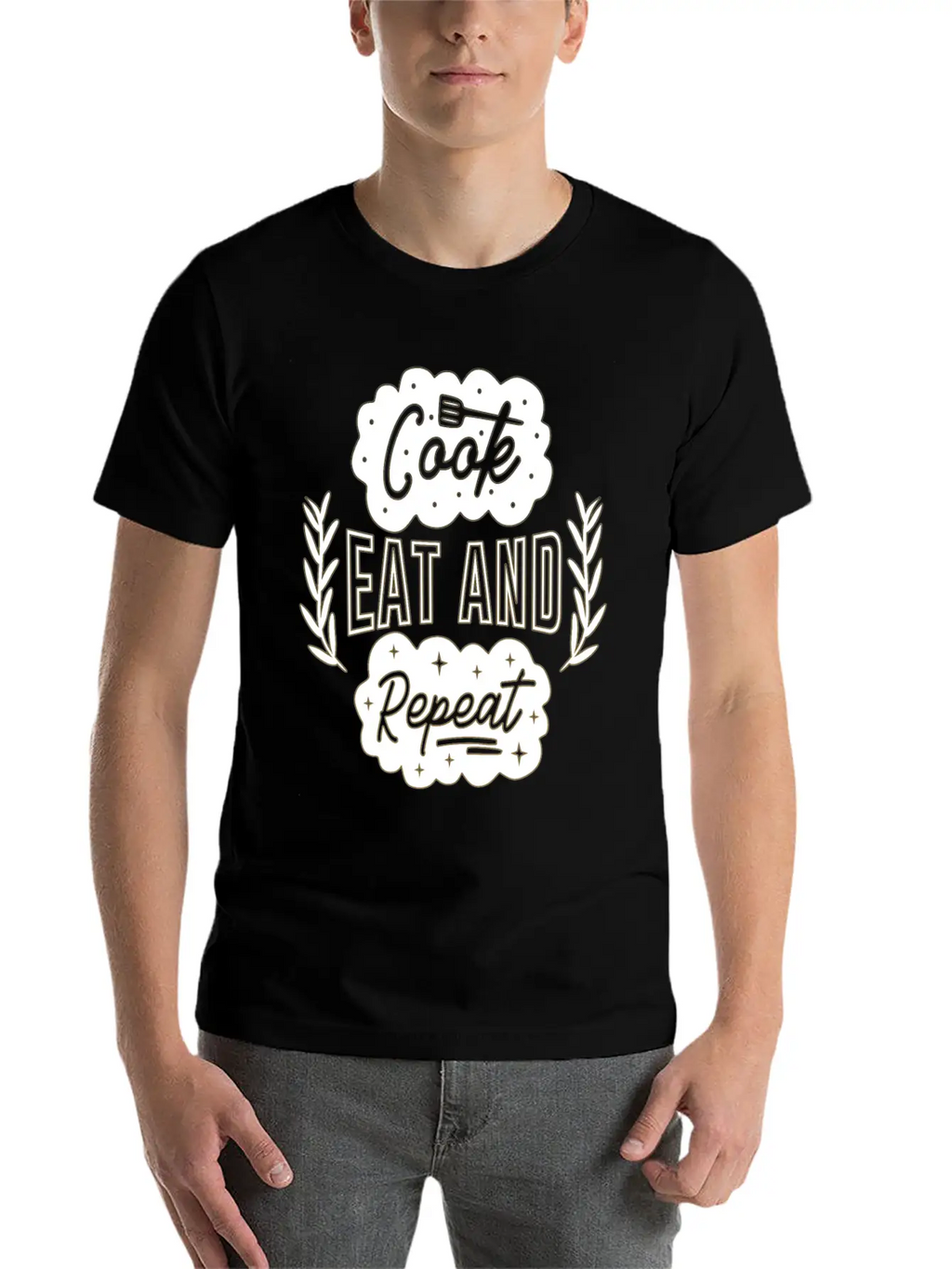 Cook Eat Repeat Cooking Cook Food Restaurant Casual Graphic T-Shirt – Simple And Comfortable Daily Wear