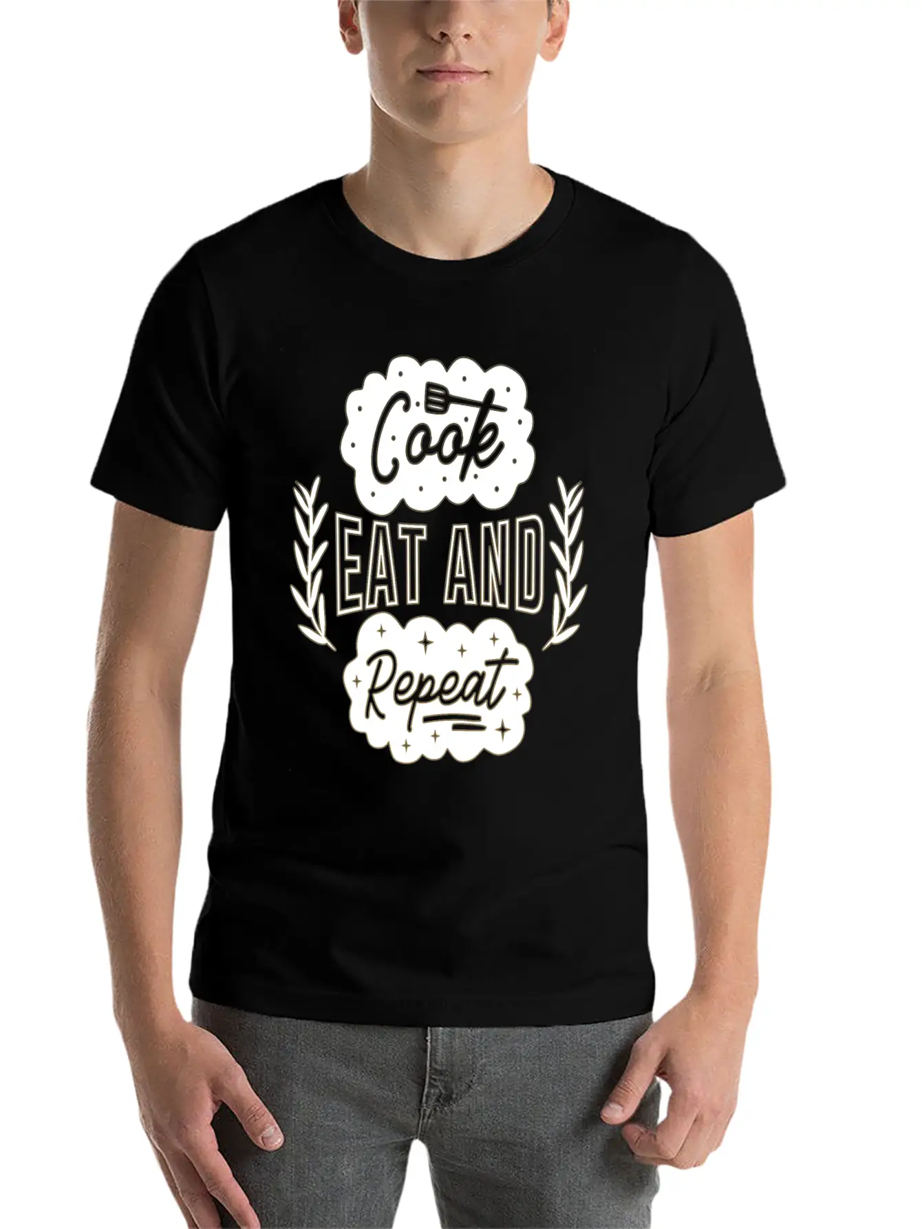 Cook Eat Repeat Cooking Cook Food Restaurant Casual Graphic T-Shirt – Simple And Comfortable Daily Wear