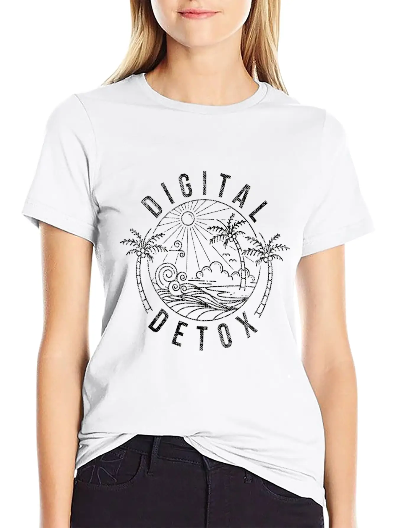 Cool Digital Detox Graphic Design Quote Nature Rel Unisex Casual T-Shirt – Clean Design For Daily Comfort