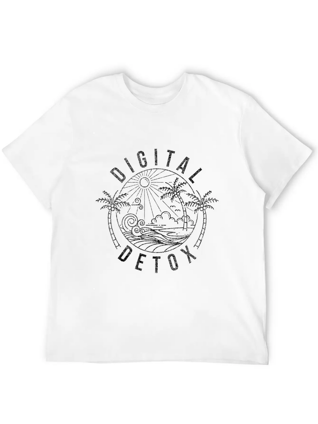 Cool Digital Detox Graphic Design Quote Nature Rel Unisex Casual T-Shirt – Clean Design For Daily Comfort