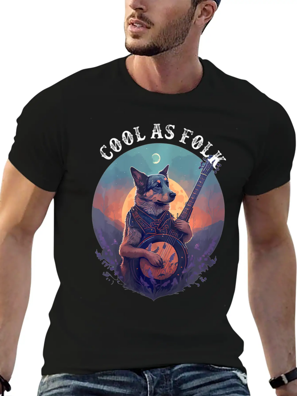 Cool Dog Playing A Banjo Bluegrass Cool As Folk Breathable Graphic T-Shirt – Perfect For Casual Days