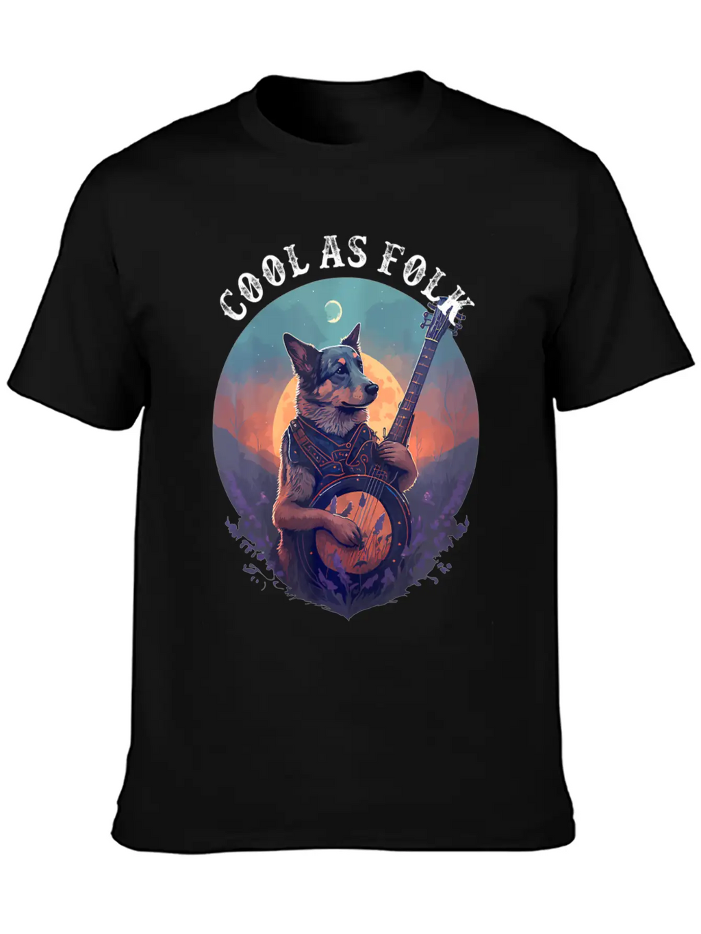 Cool Dog Playing A Banjo Bluegrass Cool As Folk Breathable Graphic T-Shirt – Perfect For Casual Days