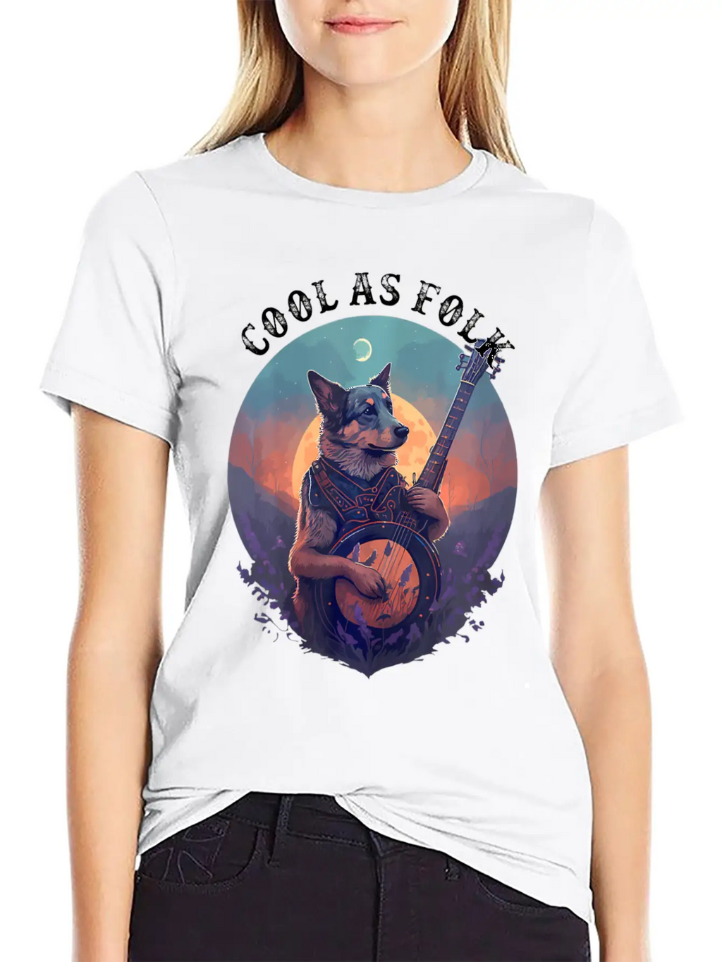 Cool Dog Playing A Banjo Bluegrass Cool As Folk Breathable Graphic T-Shirt – Perfect For Casual Days