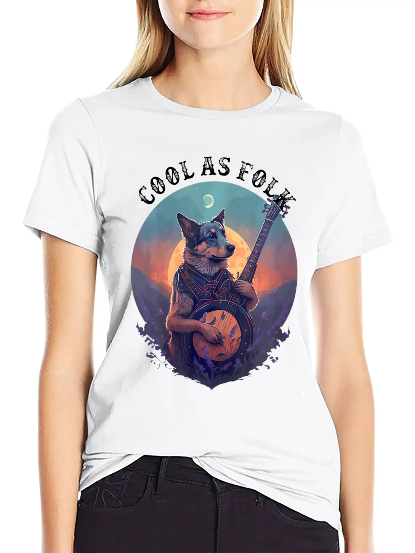 Cool Dog Playing A Banjo Bluegrass Cool As Folk Breathable Graphic T-Shirt – Perfect For Casual Days