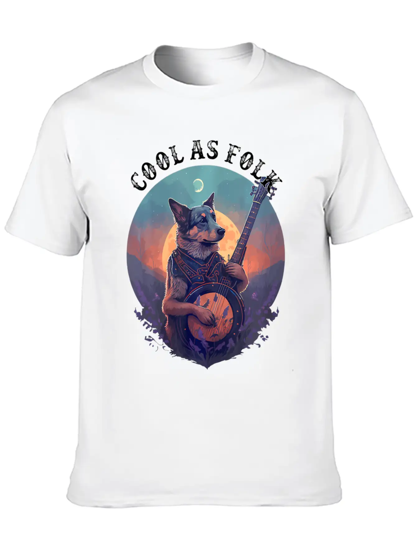 Cool Dog Playing A Banjo Bluegrass Cool As Folk Breathable Graphic T-Shirt – Perfect For Casual Days