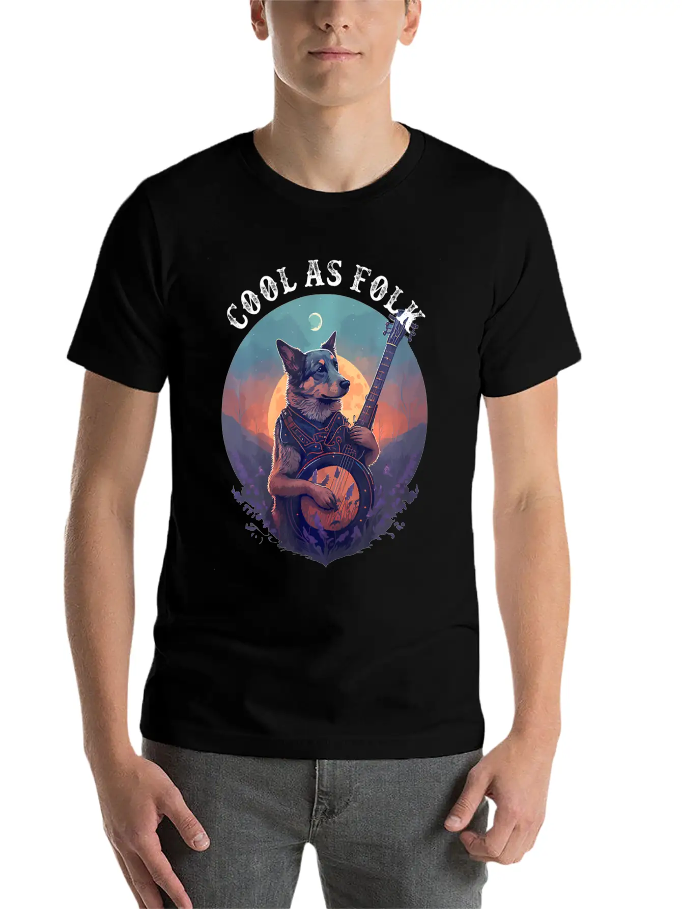 Cool Dog Playing A Banjo Bluegrass Cool As Folk Breathable Graphic T-Shirt – Perfect For Casual Days
