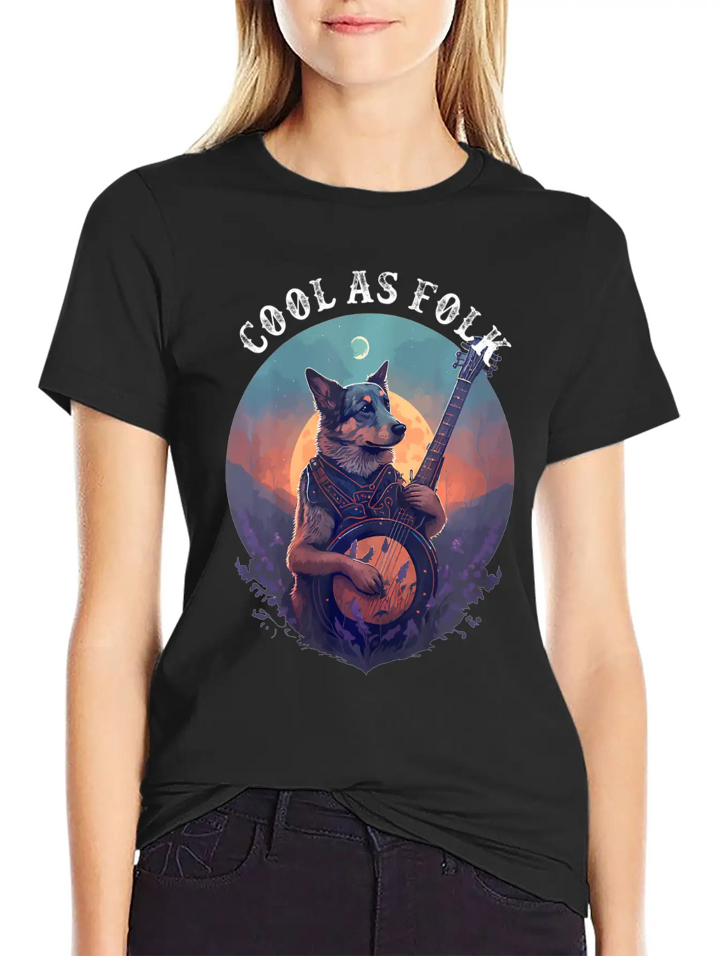Cool Dog Playing A Banjo Bluegrass Cool As Folk Breathable Graphic T-Shirt – Perfect For Casual Days