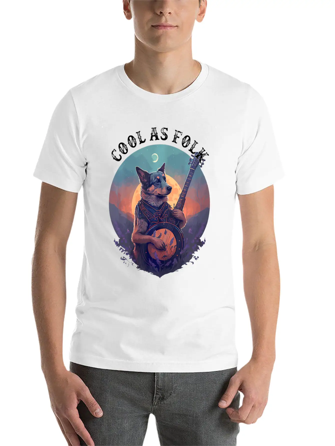 Cool Dog Playing A Banjo Bluegrass Cool As Folk Breathable Graphic T-Shirt – Perfect For Casual Days