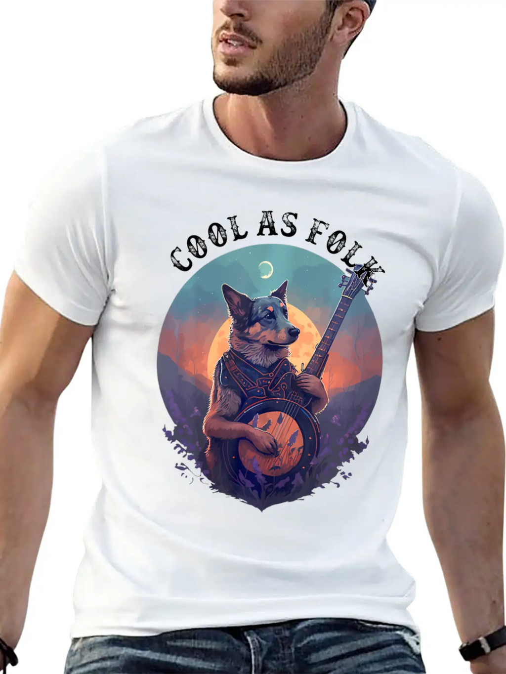 Cool Dog Playing A Banjo Bluegrass Cool As Folk Breathable Graphic T-Shirt – Perfect For Casual Days