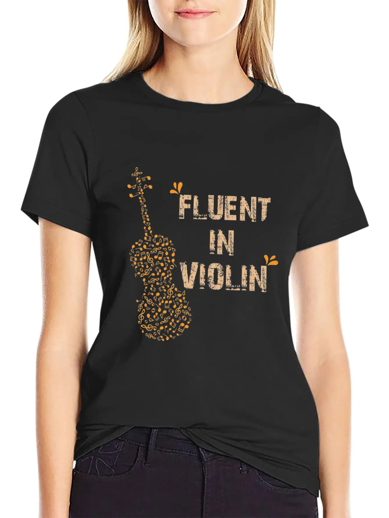 Cool Fluent In Violin Sarcasm Gift Unisex Short Sleeve Soft Cotton T-Shirt – Casual Everyday Wear