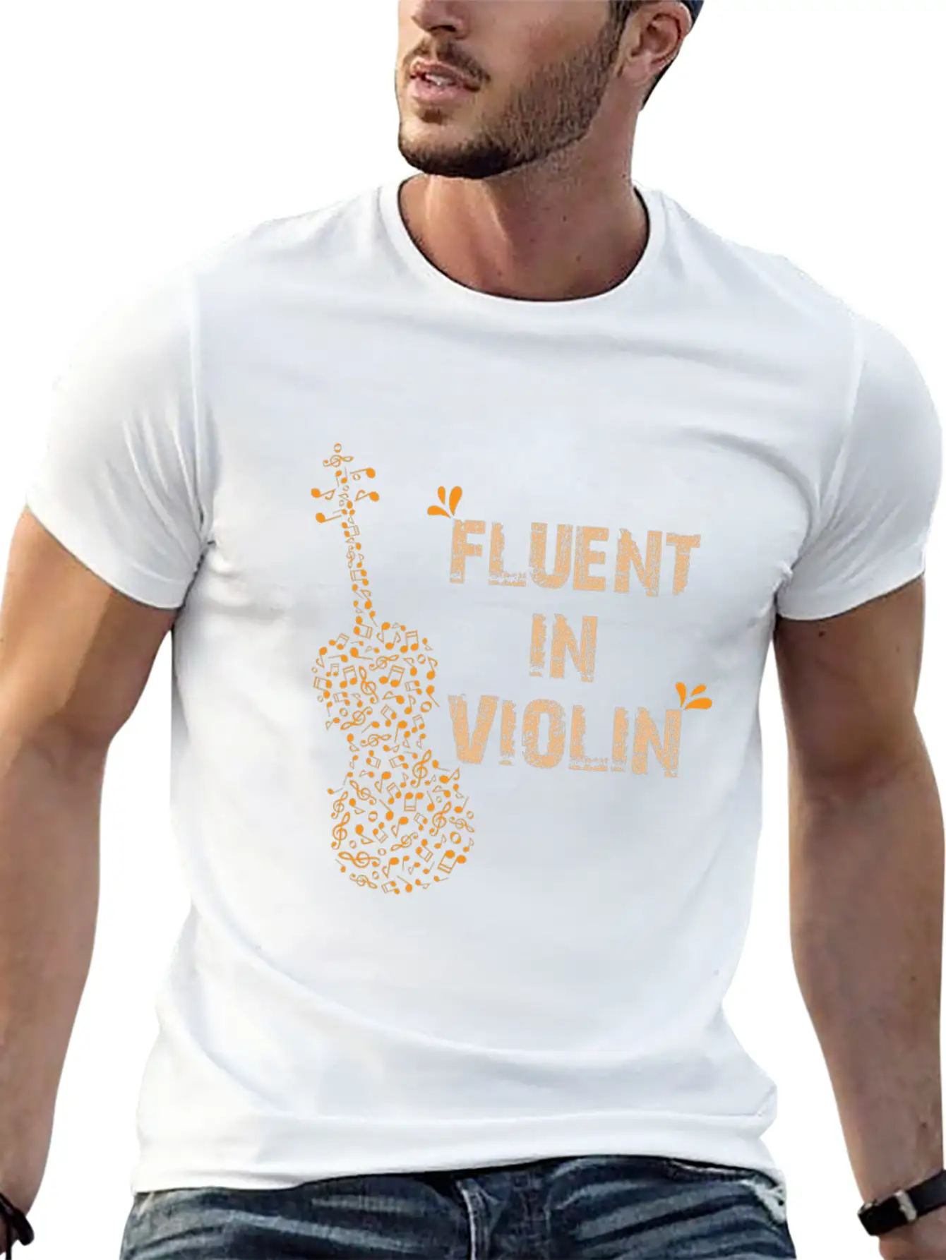 Cool Fluent In Violin Sarcasm Gift Unisex Short Sleeve Soft Cotton T-Shirt – Casual Everyday Wear