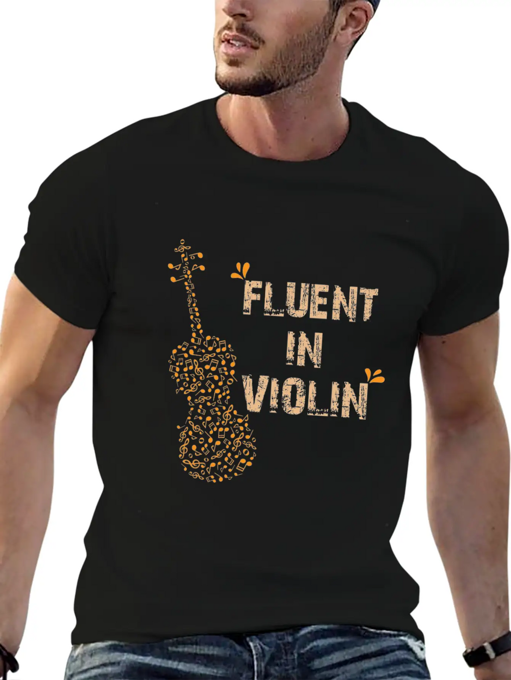 Cool Fluent In Violin Sarcasm Gift Unisex Short Sleeve Soft Cotton T-Shirt – Casual Everyday Wear