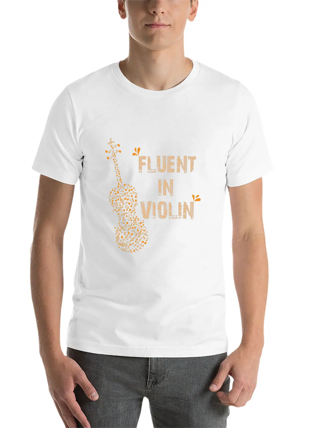 Cool Fluent In Violin Sarcasm Gift Unisex Short Sleeve Soft Cotton T-Shirt – Casual Everyday Wear