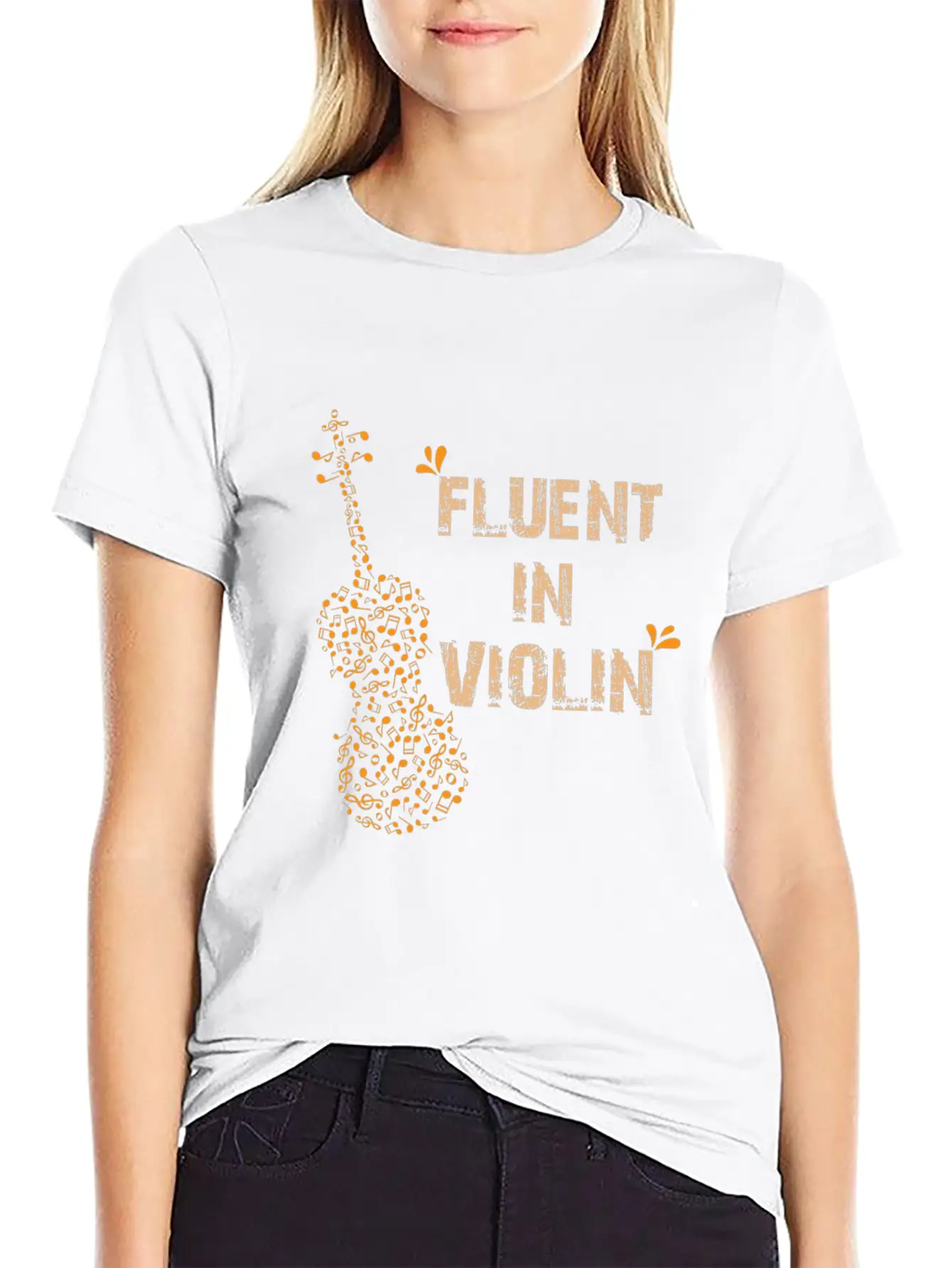Cool Fluent In Violin Sarcasm Gift Unisex Short Sleeve Soft Cotton T-Shirt – Casual Everyday Wear