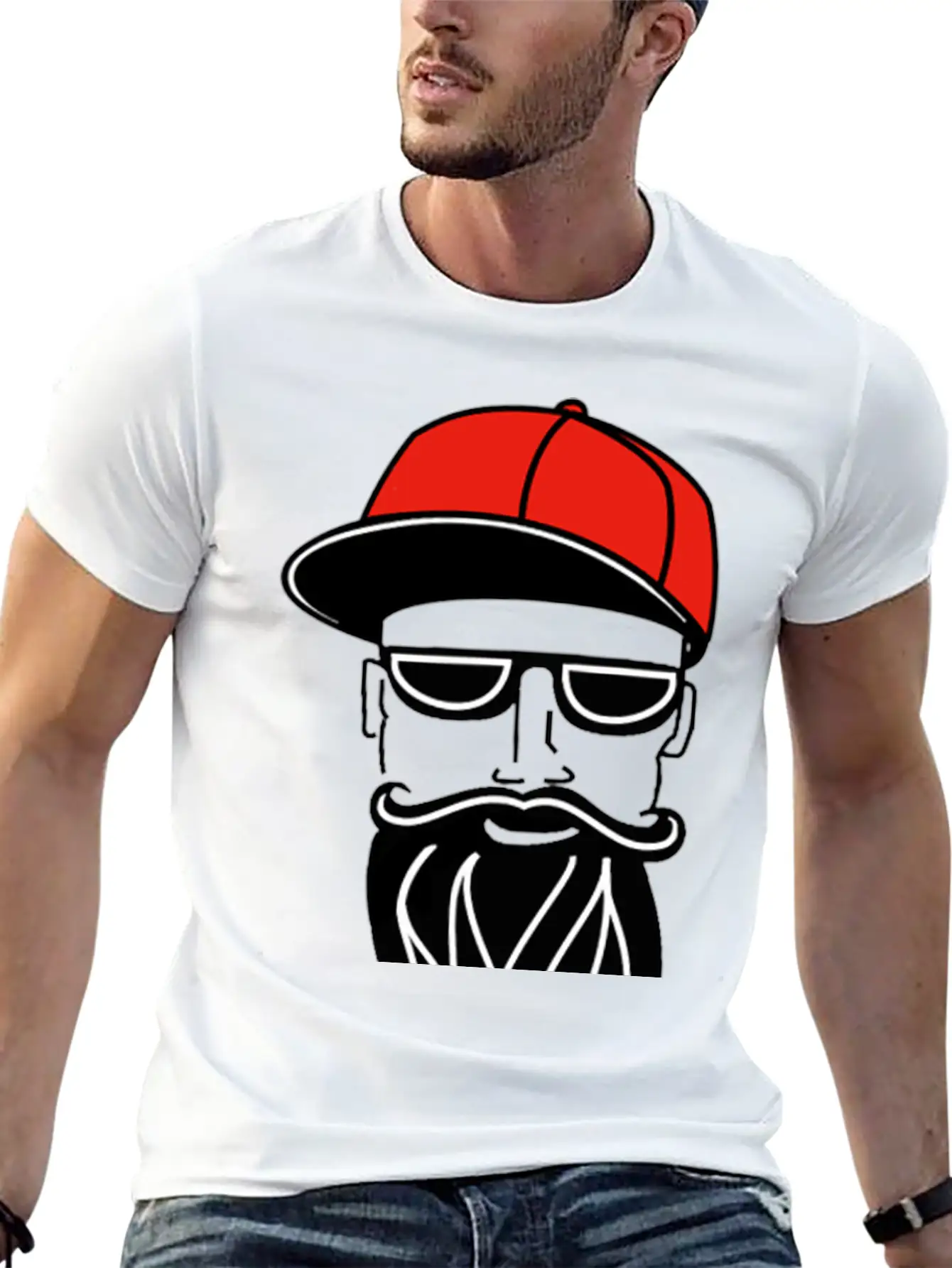 Cool Guy With Red Trucker Hat Saying Drive Trucks Essential Cotton Tee For Daily Outfits – Unisex Style