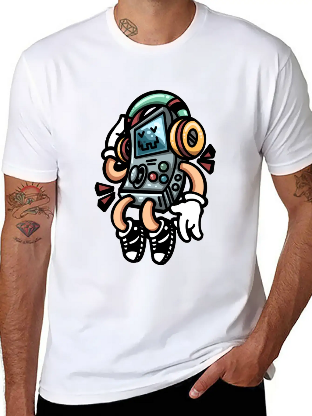 Cool Handheld Game Cartoon Colorful Streetwear Unisex Casual T-Shirt – Clean Design For Daily Comfort