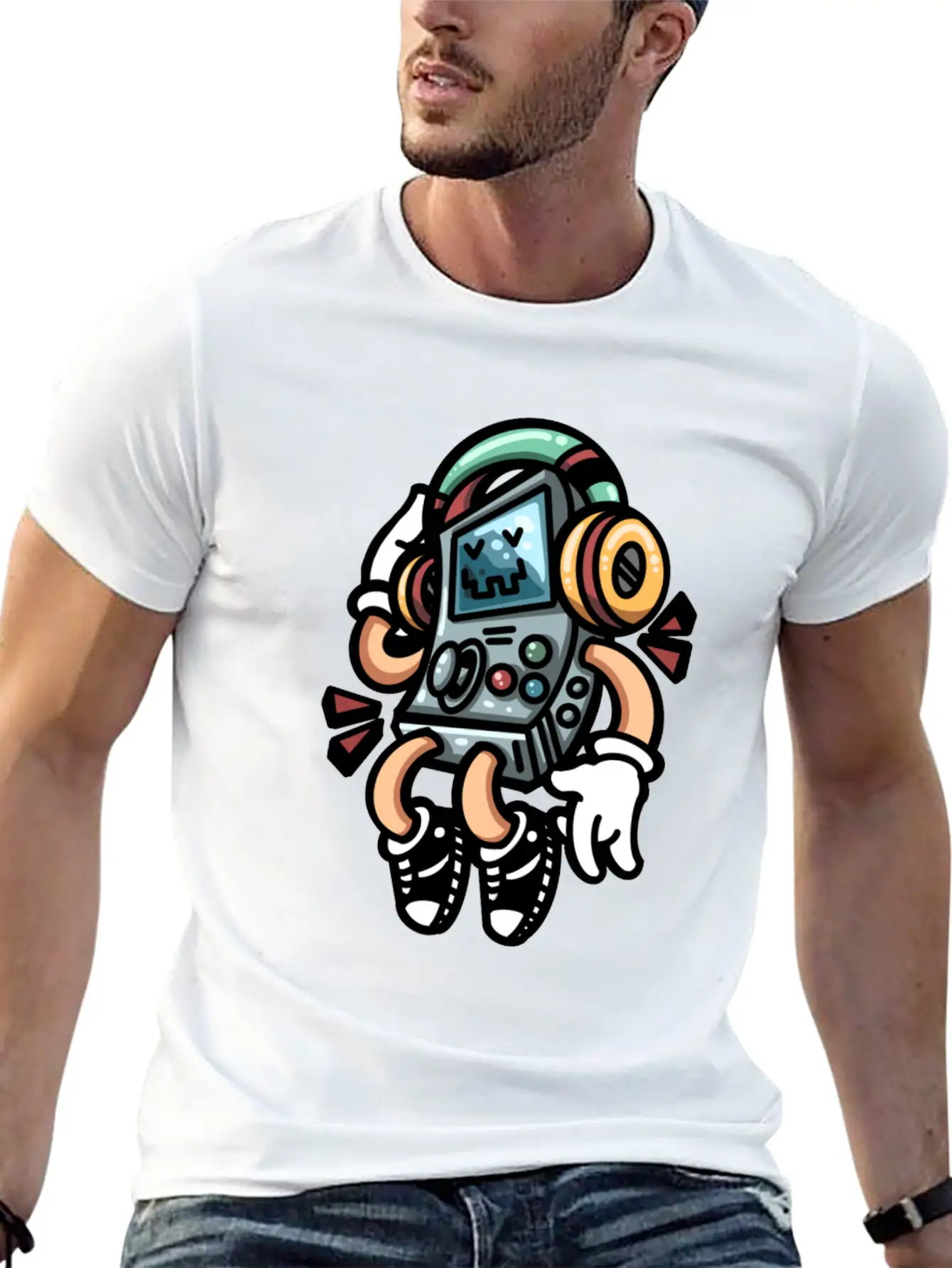 Cool Handheld Game Cartoon Colorful Streetwear Unisex Casual T-Shirt – Clean Design For Daily Comfort