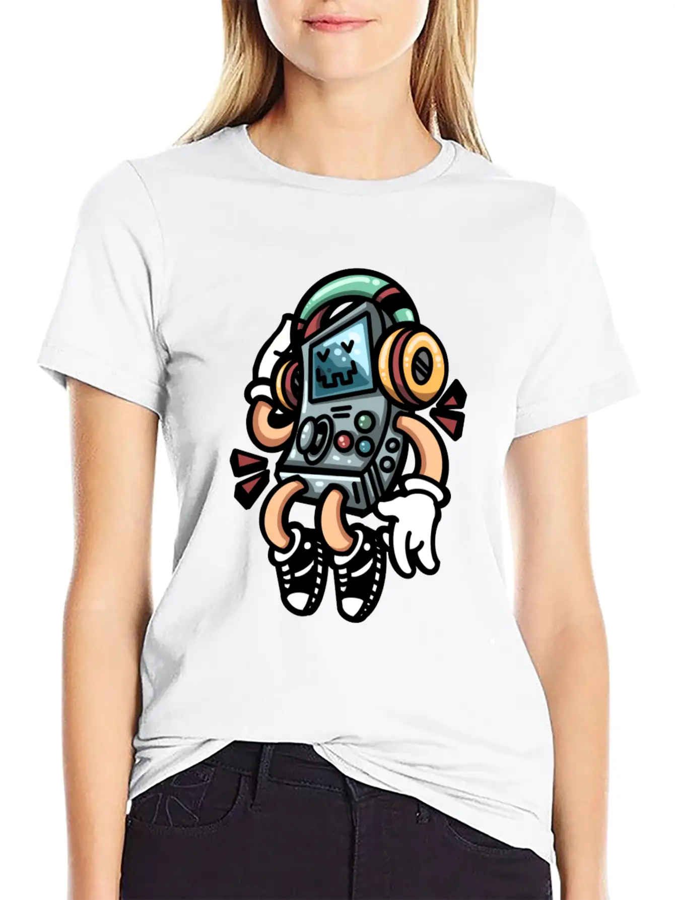 Cool Handheld Game Cartoon Colorful Streetwear Unisex Casual T-Shirt – Clean Design For Daily Comfort