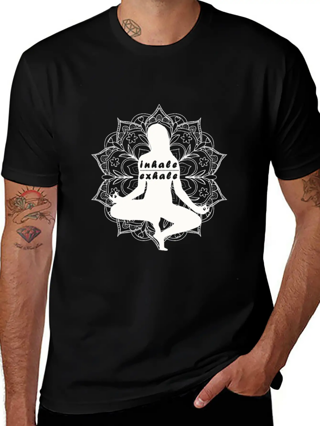 Cool Inhale Exhale Meditation Gift Essential Cotton Tee For Daily Outfits – Unisex Style