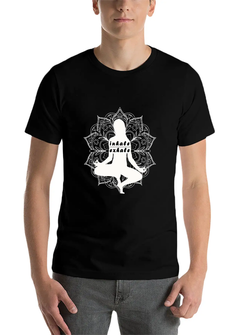 Cool Inhale Exhale Meditation Gift Essential Cotton Tee For Daily Outfits – Unisex Style