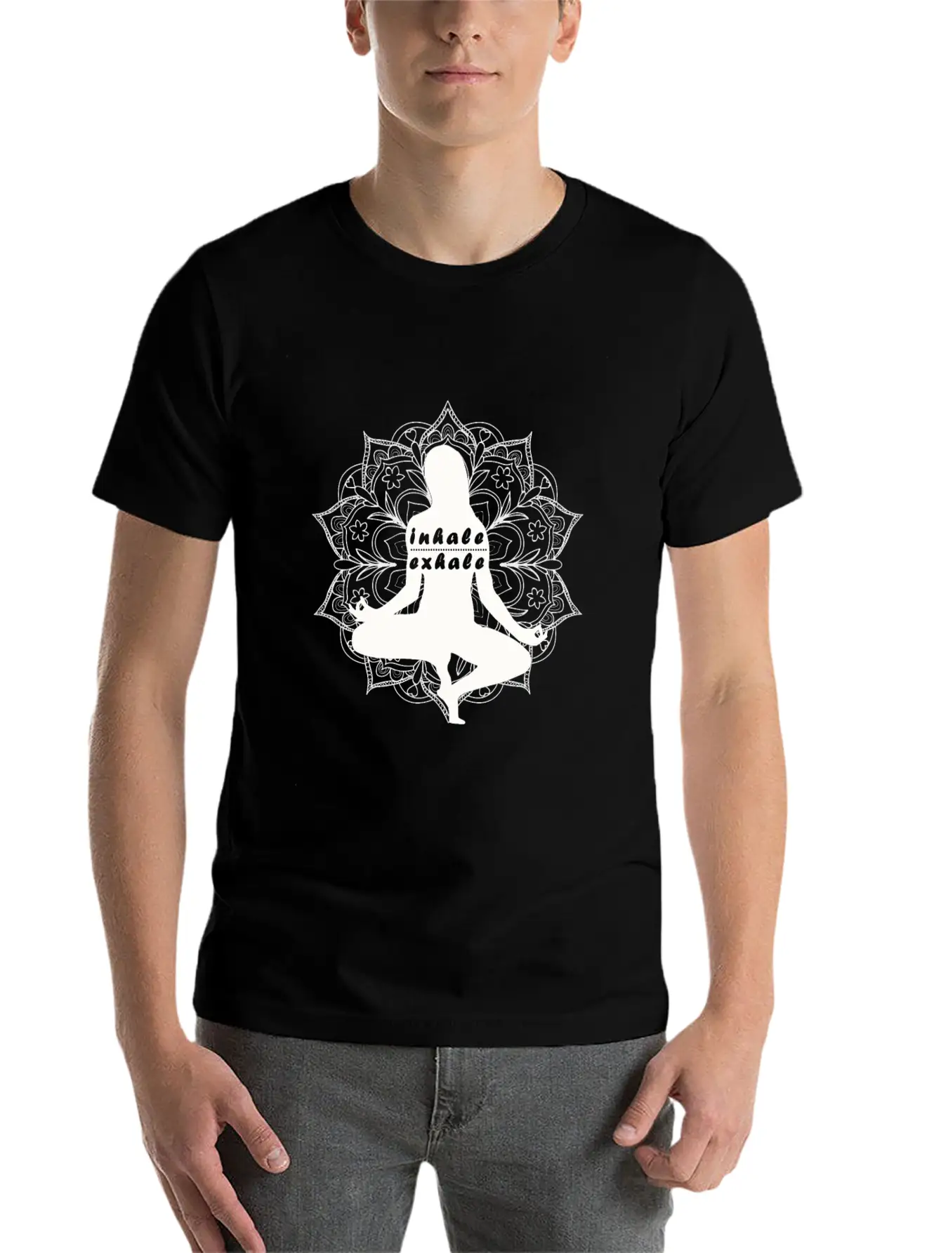Cool Inhale Exhale Meditation Gift Essential Cotton Tee For Daily Outfits – Unisex Style