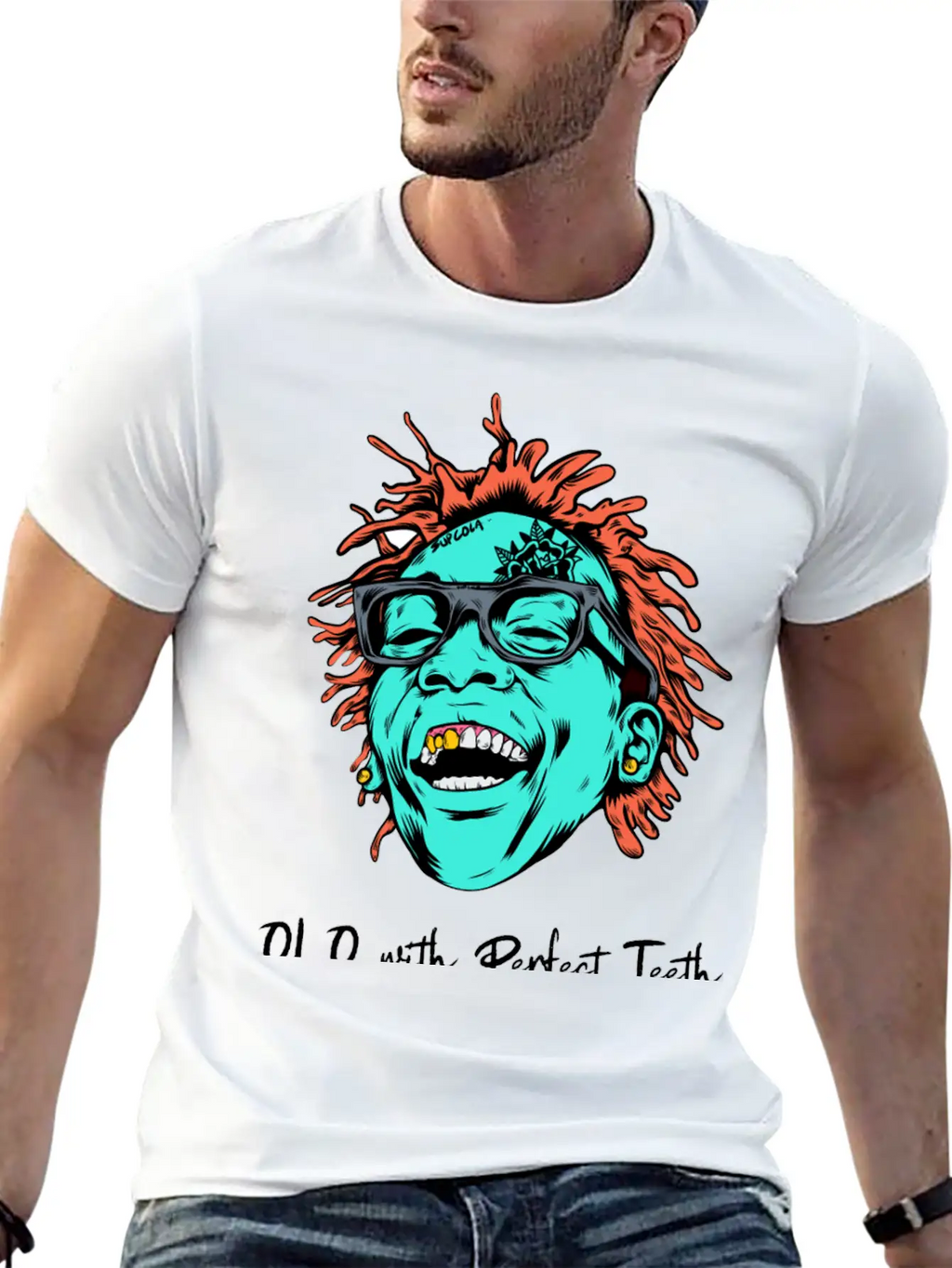 Cool Laugh Out Loud Dude With Perfect Teeth Illust Stylish Everyday T-Shirt – Unisex Basic Cotton Tee