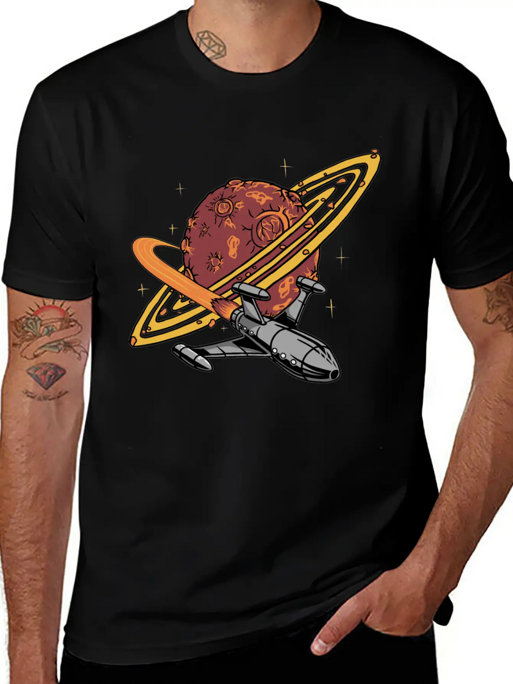 Cool Planet Spaceship Explorer Unisex Casual T-Shirt – Clean Design For Daily Comfort