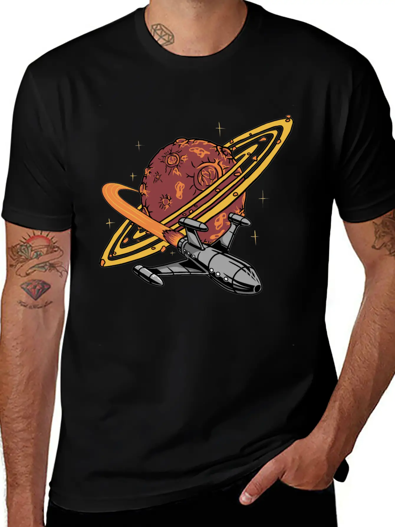 Cool Planet Spaceship Explorer Unisex Casual T-Shirt – Clean Design For Daily Comfort