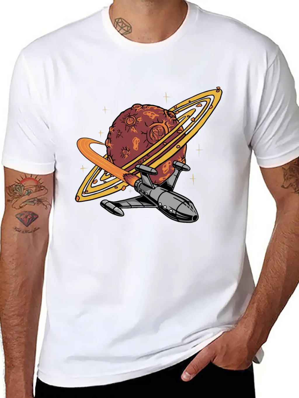 Cool Planet Spaceship Explorer Unisex Casual T-Shirt – Clean Design For Daily Comfort