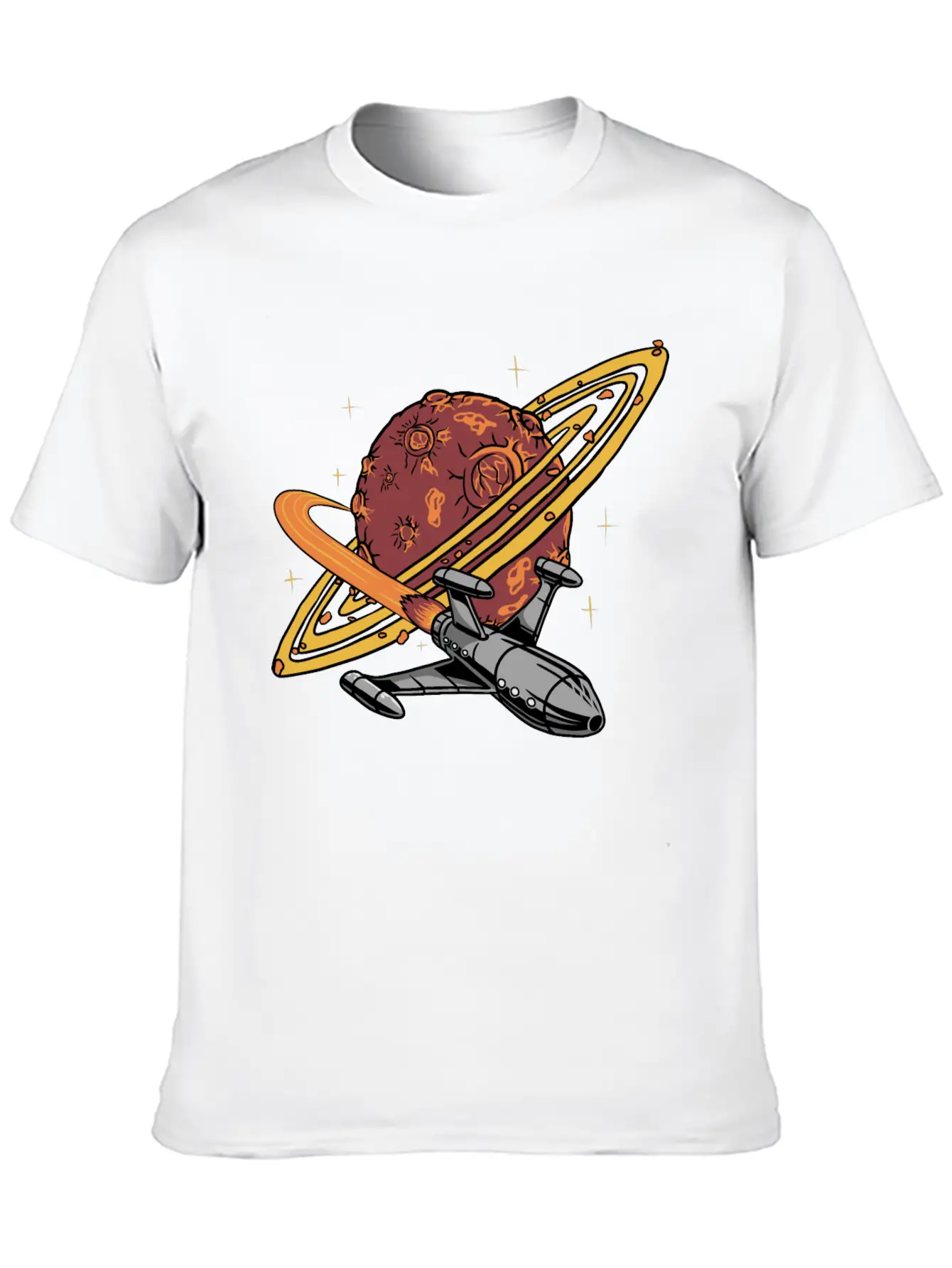 Cool Planet Spaceship Explorer Unisex Casual T-Shirt – Clean Design For Daily Comfort