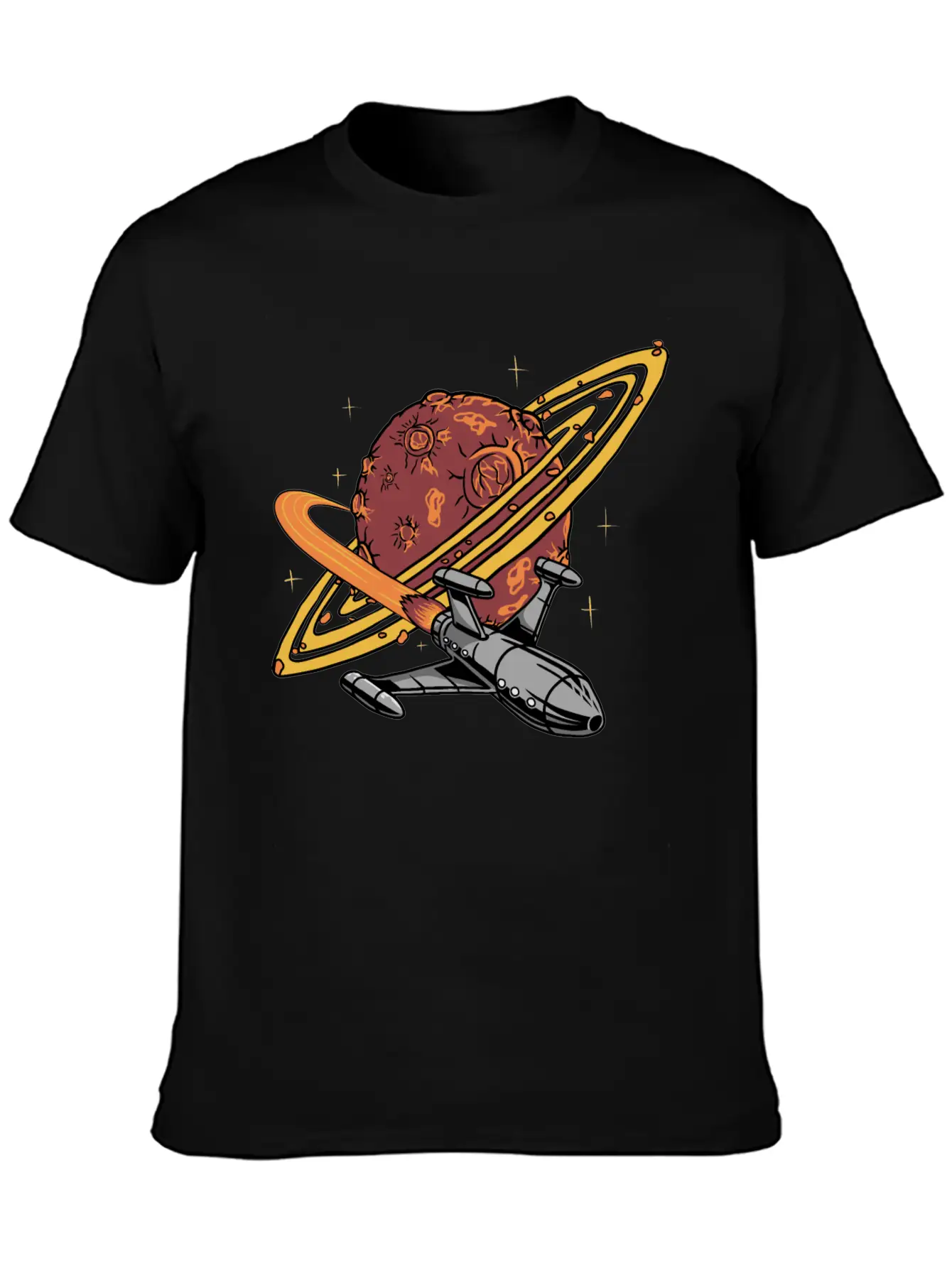 Cool Planet Spaceship Explorer Unisex Casual T-Shirt – Clean Design For Daily Comfort