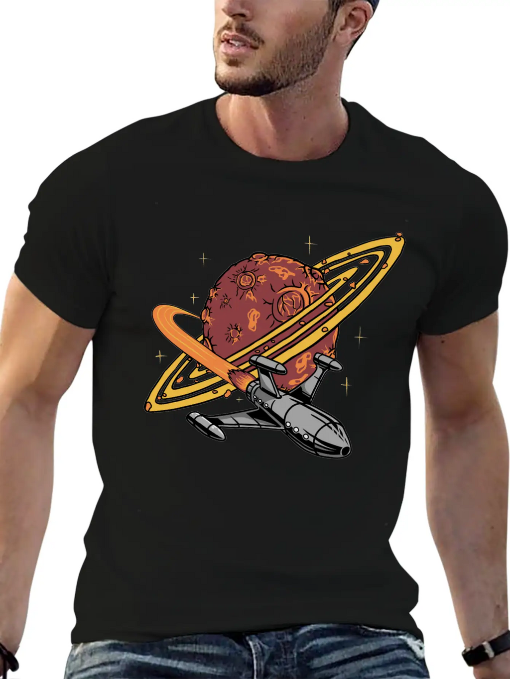 Cool Planet Spaceship Explorer Unisex Casual T-Shirt – Clean Design For Daily Comfort