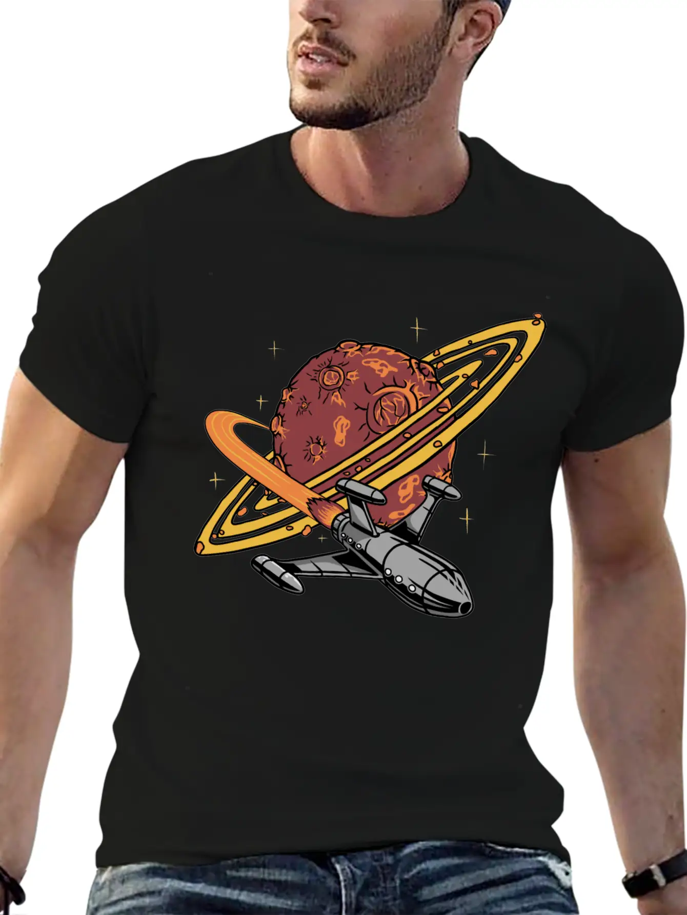 Cool Planet Spaceship Explorer Unisex Casual T-Shirt – Clean Design For Daily Comfort