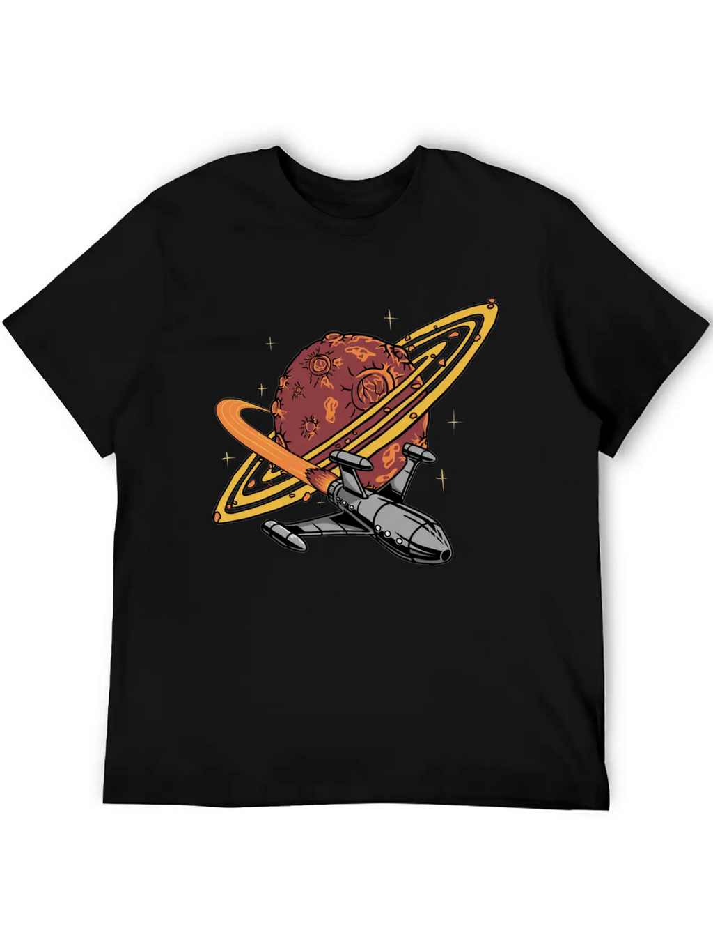 Cool Planet Spaceship Explorer Unisex Casual T-Shirt – Clean Design For Daily Comfort