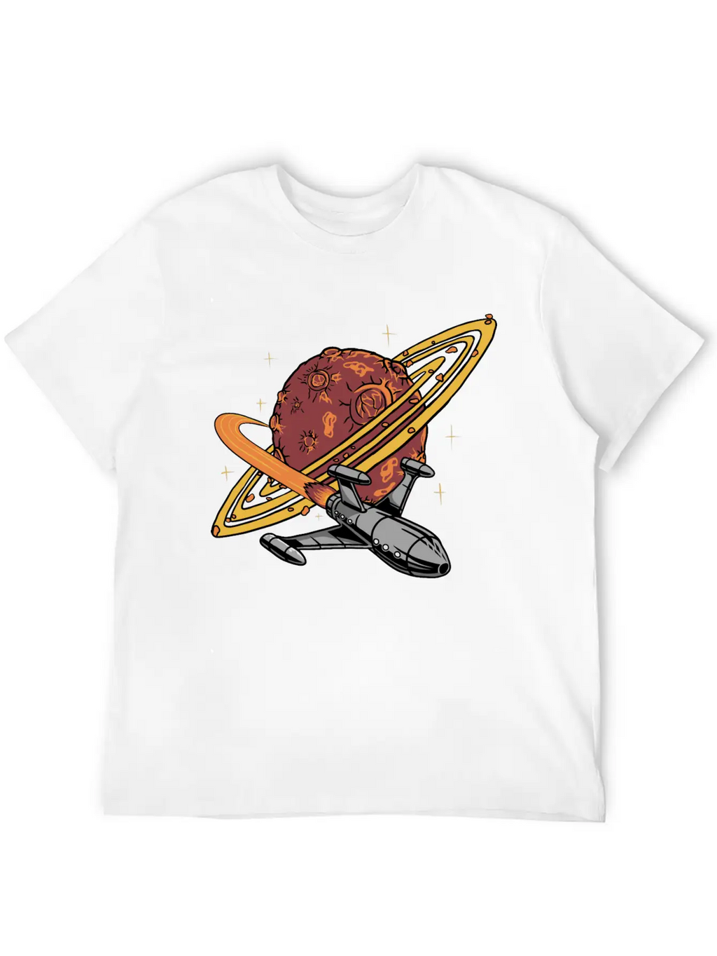 Cool Planet Spaceship Explorer Unisex Casual T-Shirt – Clean Design For Daily Comfort