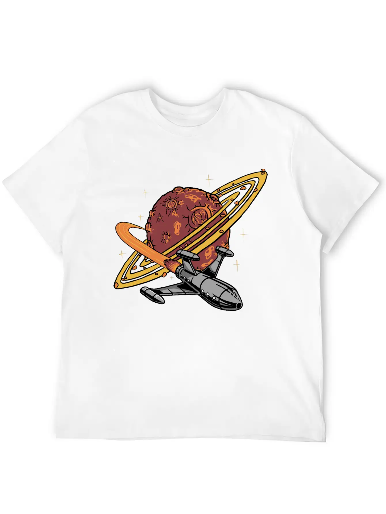Cool Planet Spaceship Explorer Unisex Casual T-Shirt – Clean Design For Daily Comfort