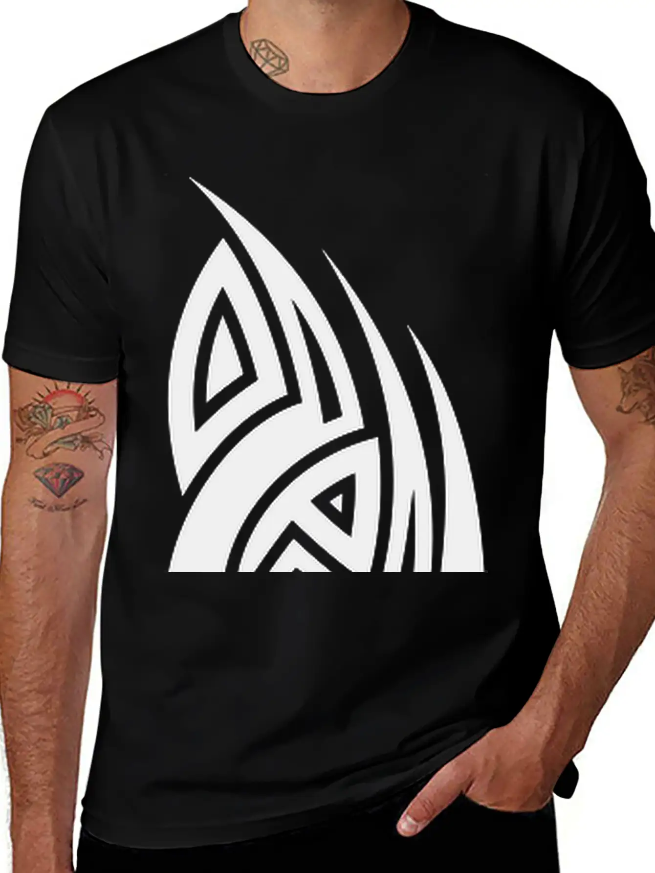 Cool Tribal Tattoo Design Casual Graphic T-Shirt – Simple And Comfortable Daily Wear