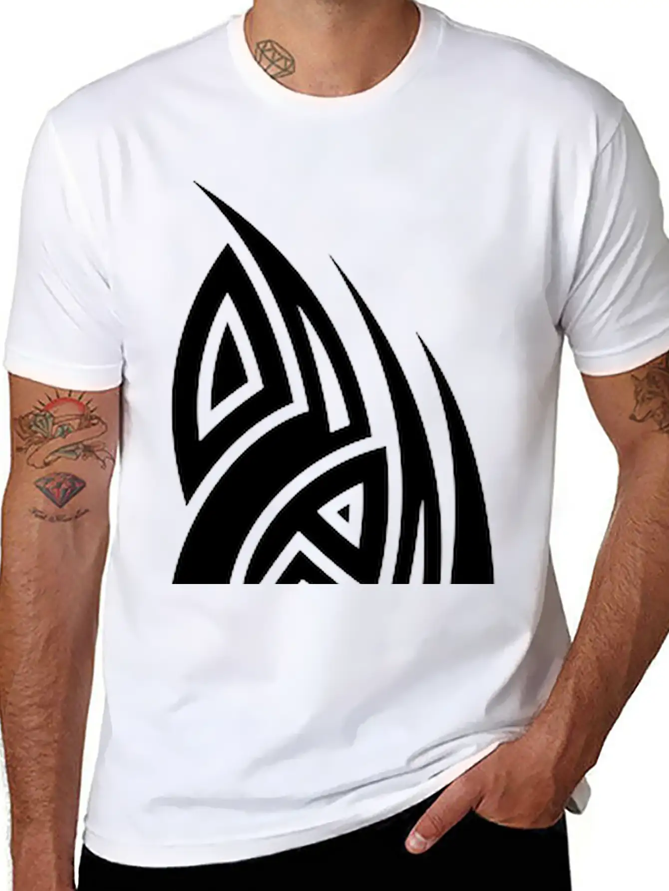 Cool Tribal Tattoo Design Casual Graphic T-Shirt – Simple And Comfortable Daily Wear