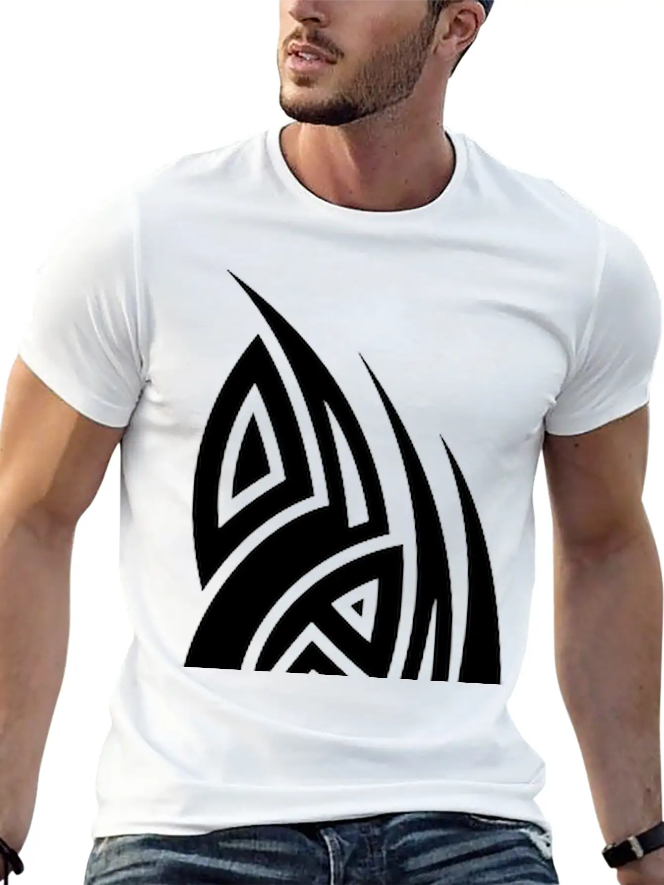 Cool Tribal Tattoo Design Casual Graphic T-Shirt – Simple And Comfortable Daily Wear