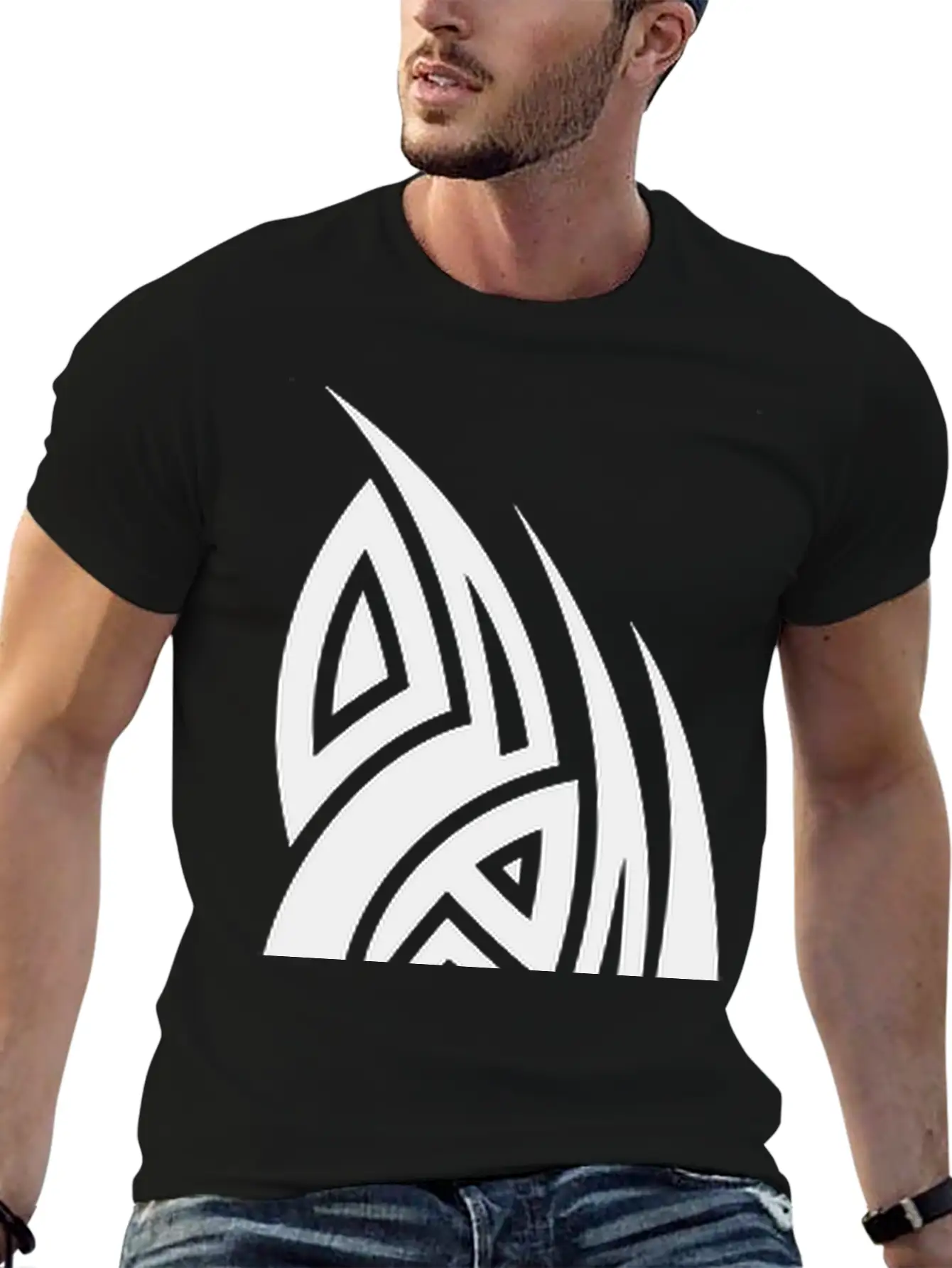 Cool Tribal Tattoo Design Casual Graphic T-Shirt – Simple And Comfortable Daily Wear