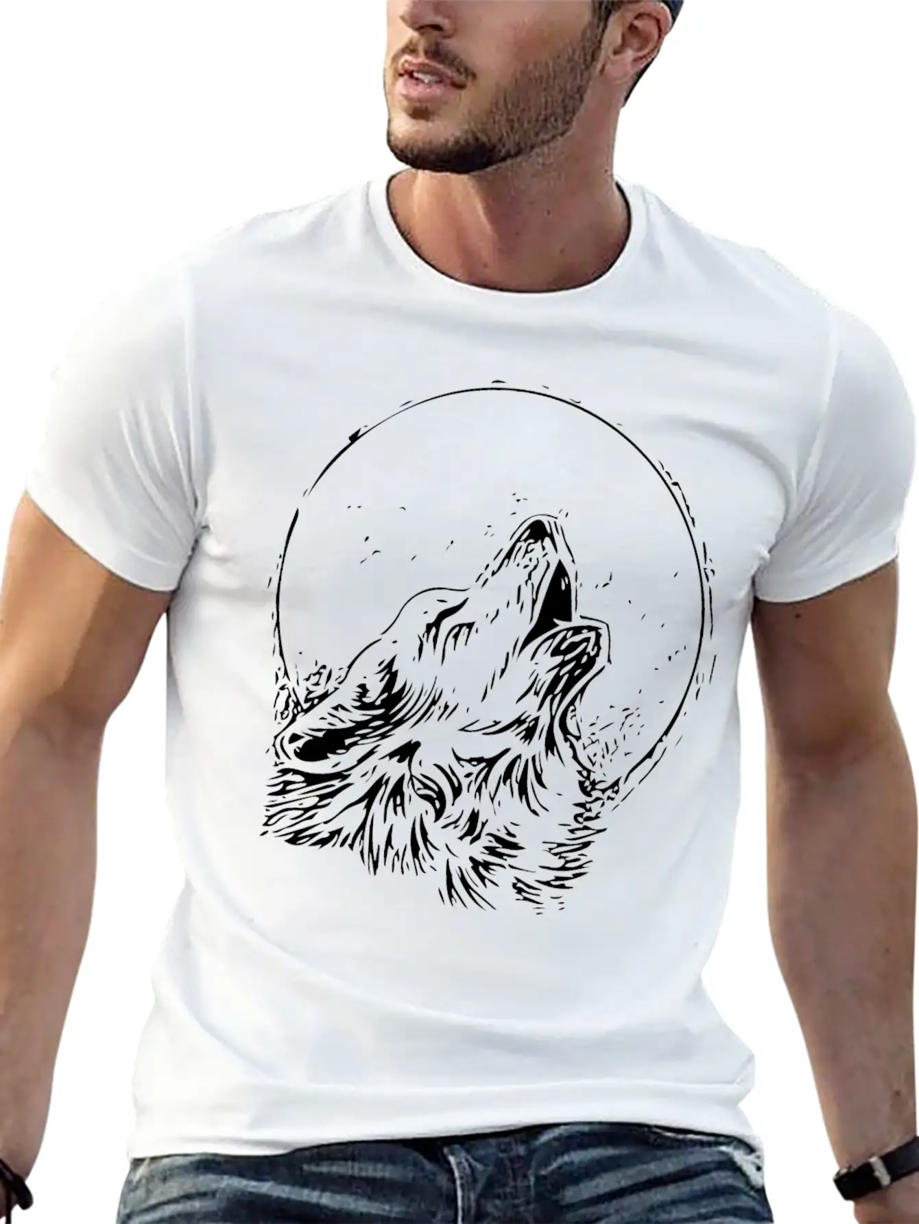 Cool Wolf Vector Image Design 005 Stylish Everyday T-Shirt – Unisex Basic Cotton Tee