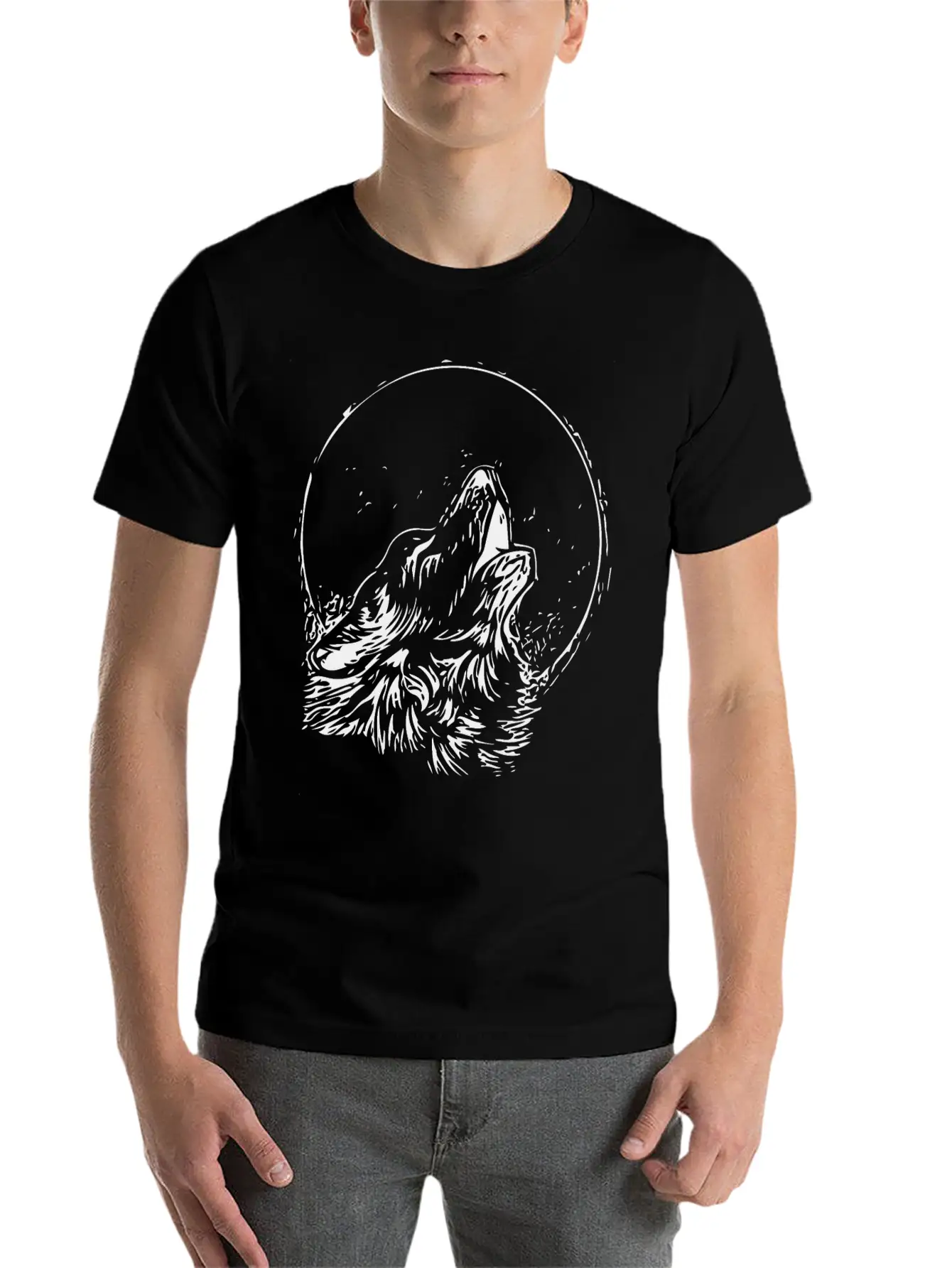 Cool Wolf Vector Image Design 005 Stylish Everyday T-Shirt – Unisex Basic Cotton Tee